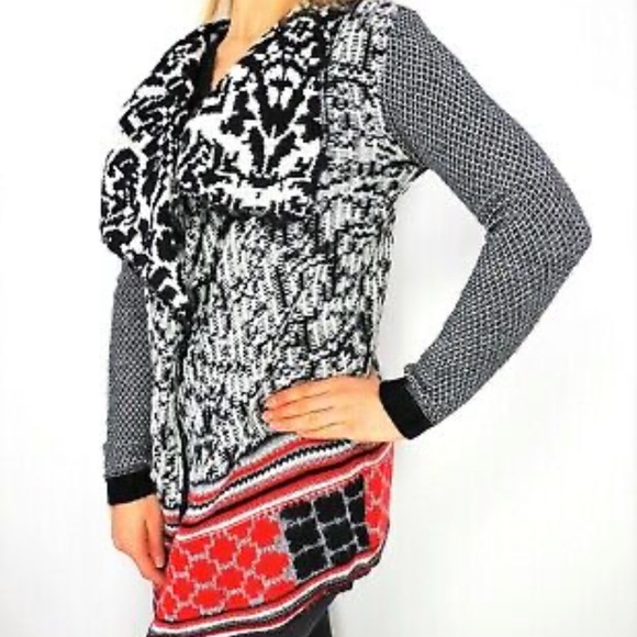 DESIGUAL by Christian Lacroix 46J2L12 Open Front Wrap Sweater Cardigan - Picture 2 of 15